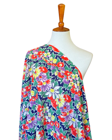 1930s-1940s Big  Stripe Floral Cotton